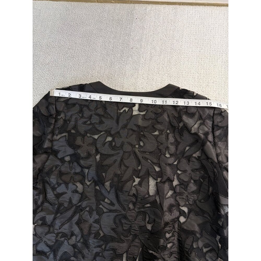 Talbots Collection Petite Black Sheer Lace Open Front Topper Size 12 P - Picture 11 of 16
